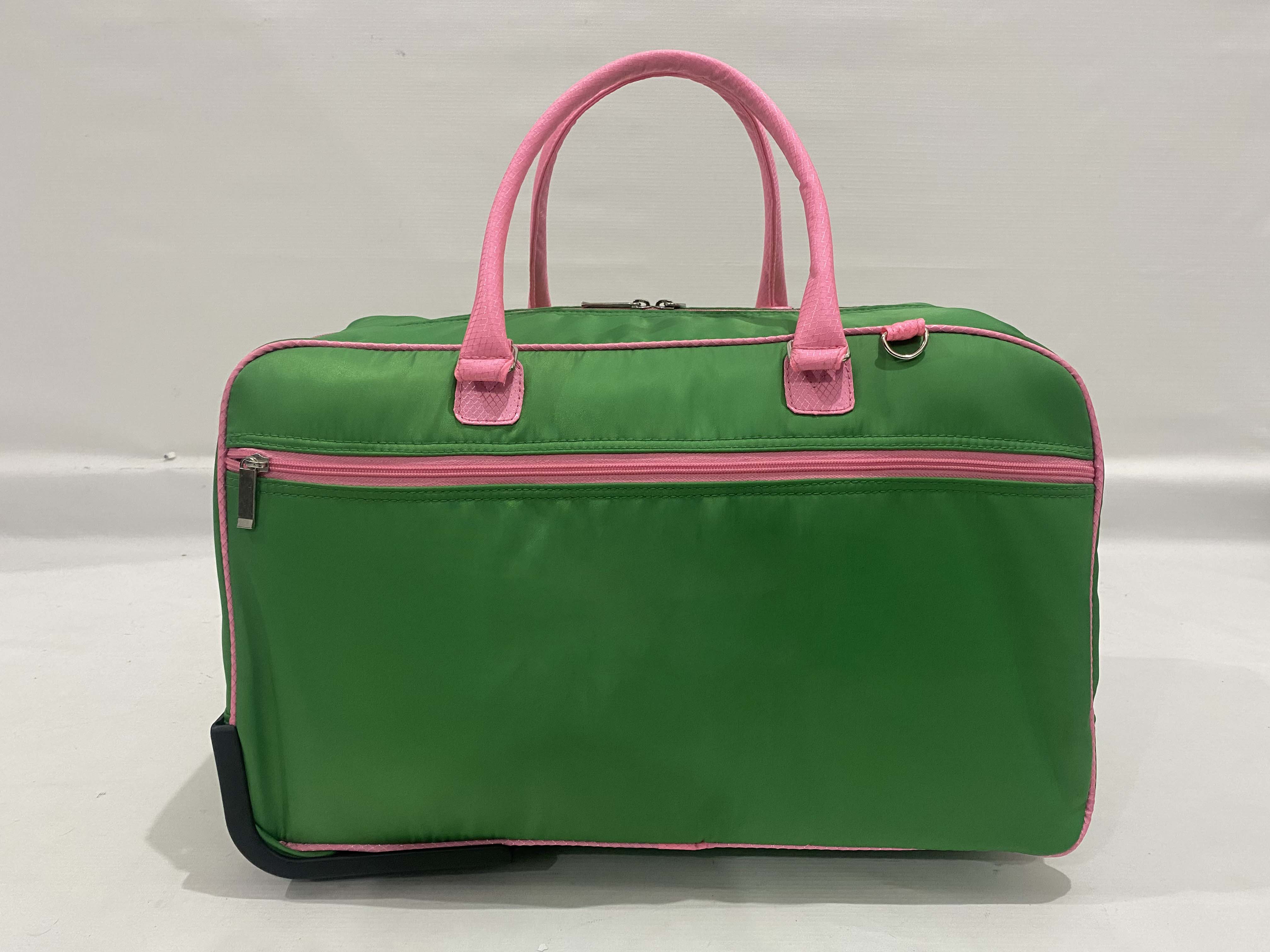 Green  Pink Polyester Trolley Bag