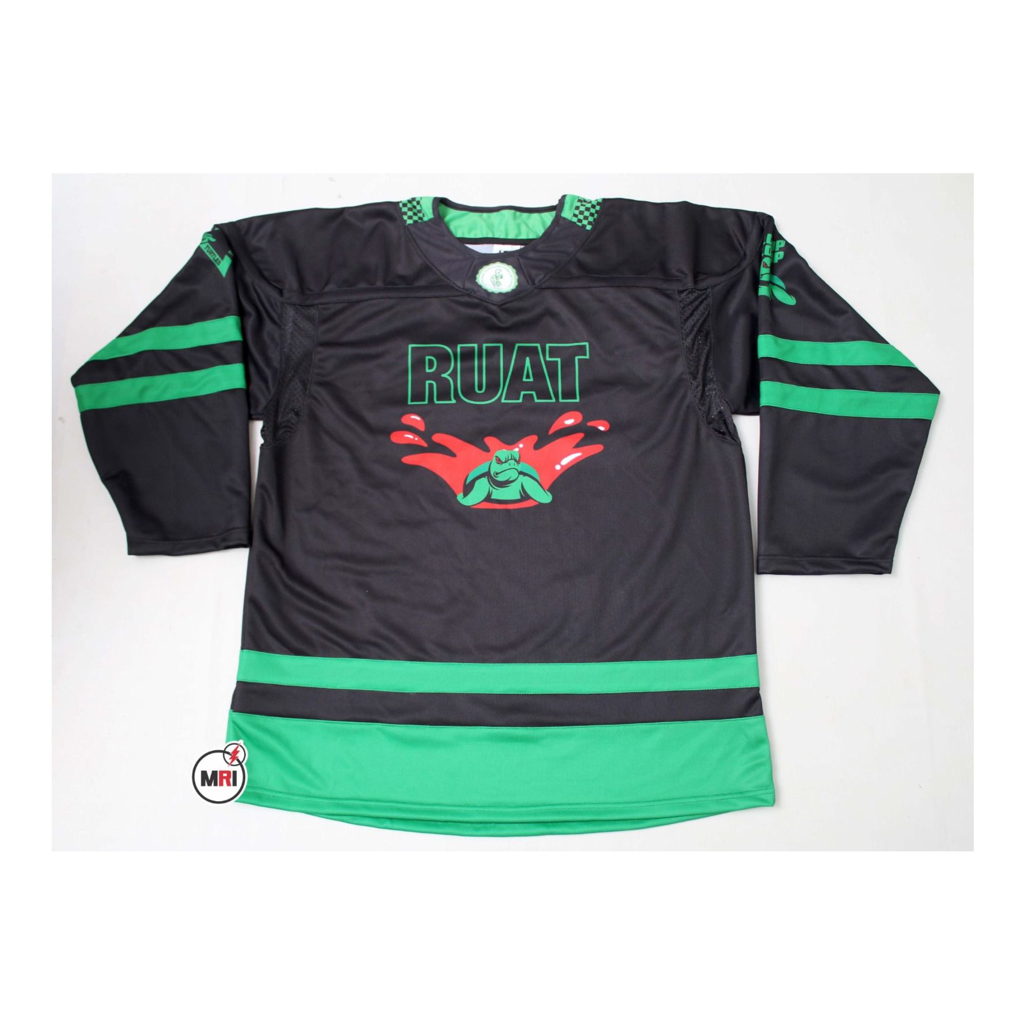 Sublimated Black and Green Ice Hockey Jersey