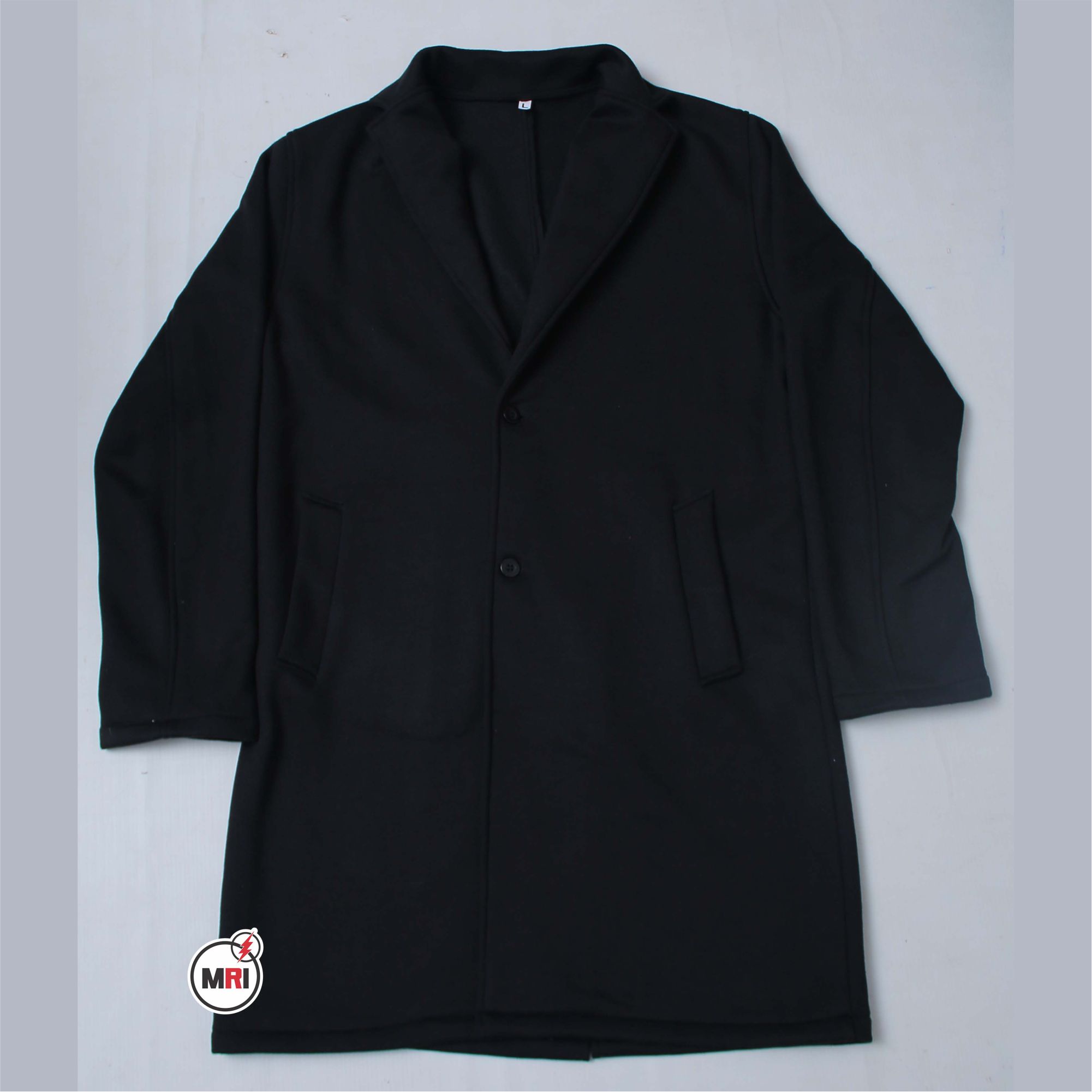 Black Cotton Fleece Long Coat