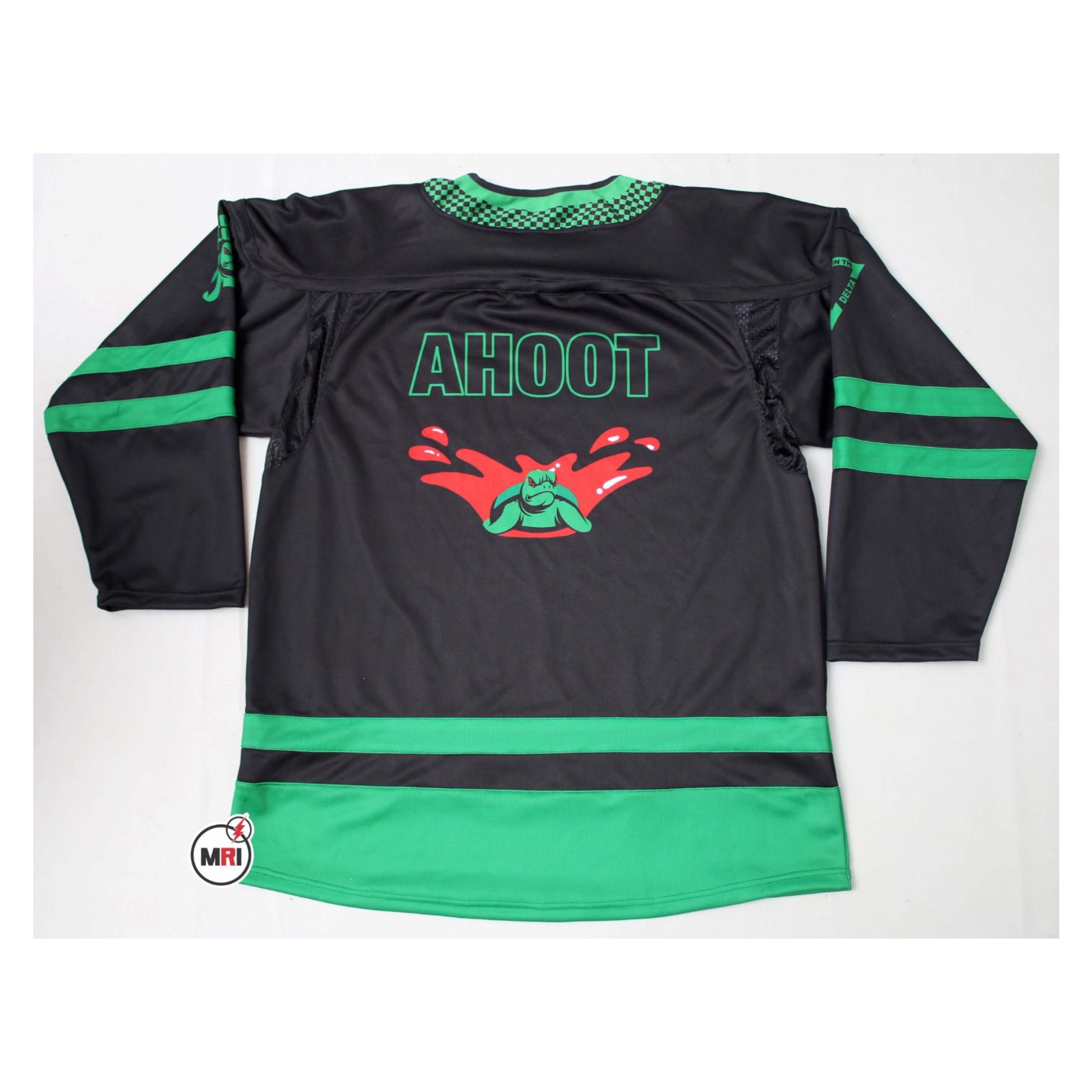 Sublimated Black and Green Ice Hockey Jersey