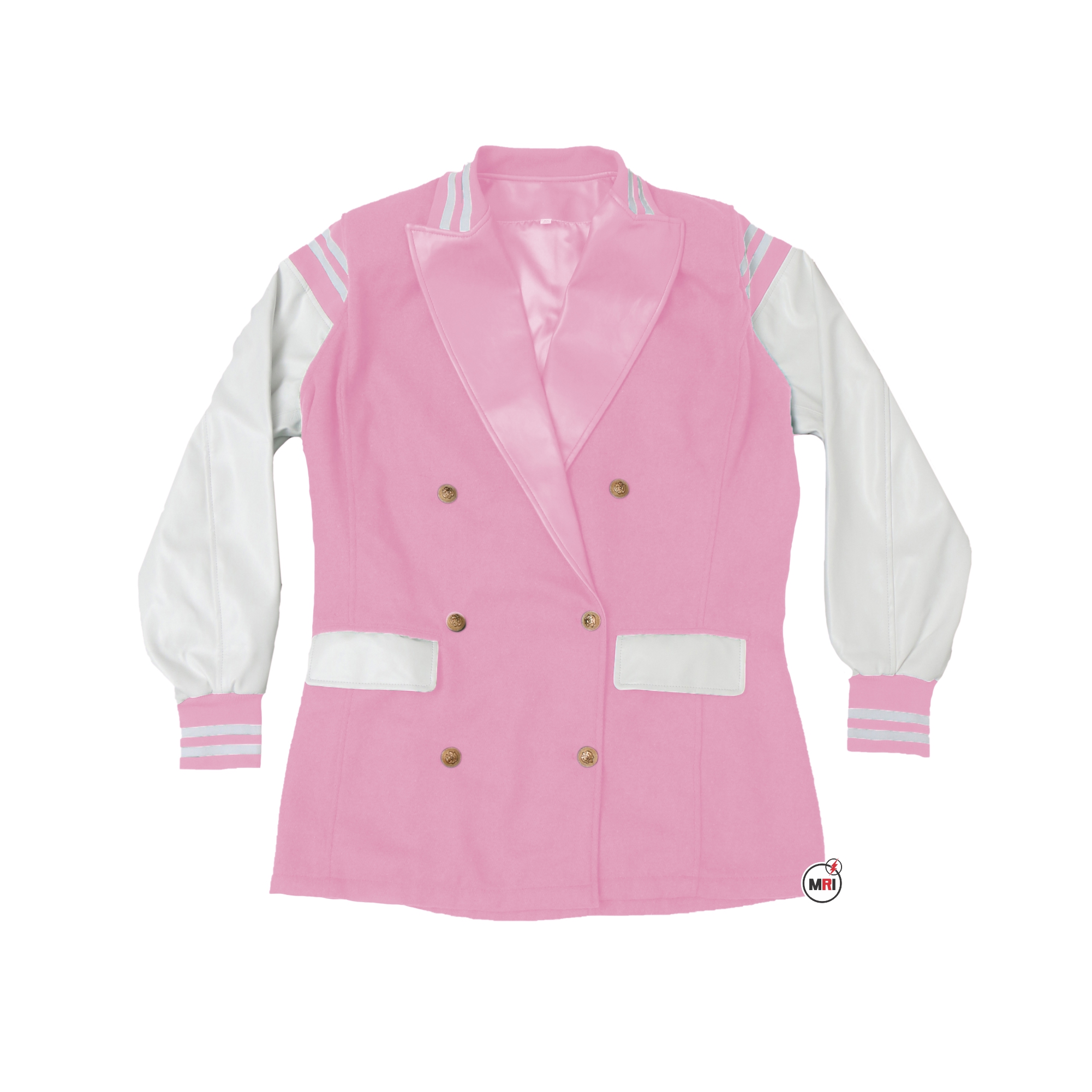 Wool Leather Pink White Blazer