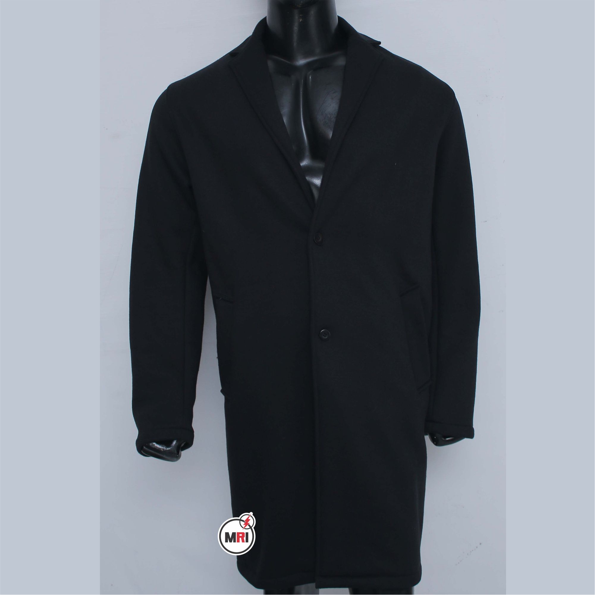 Black Cotton Fleece Long Coat