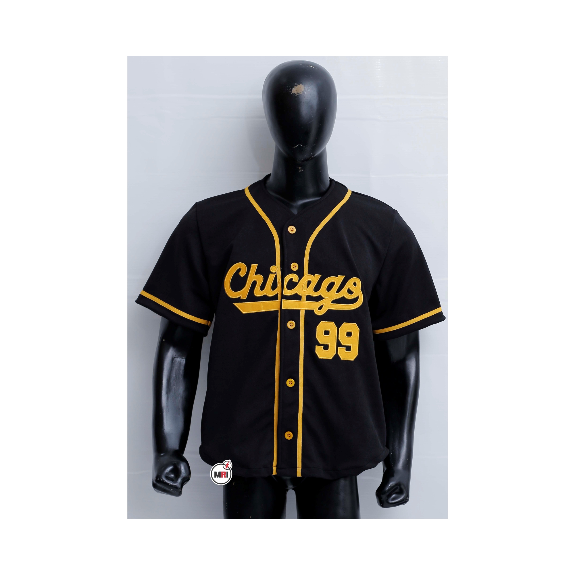 Black Polyester Embroidered BaseBall Jersey