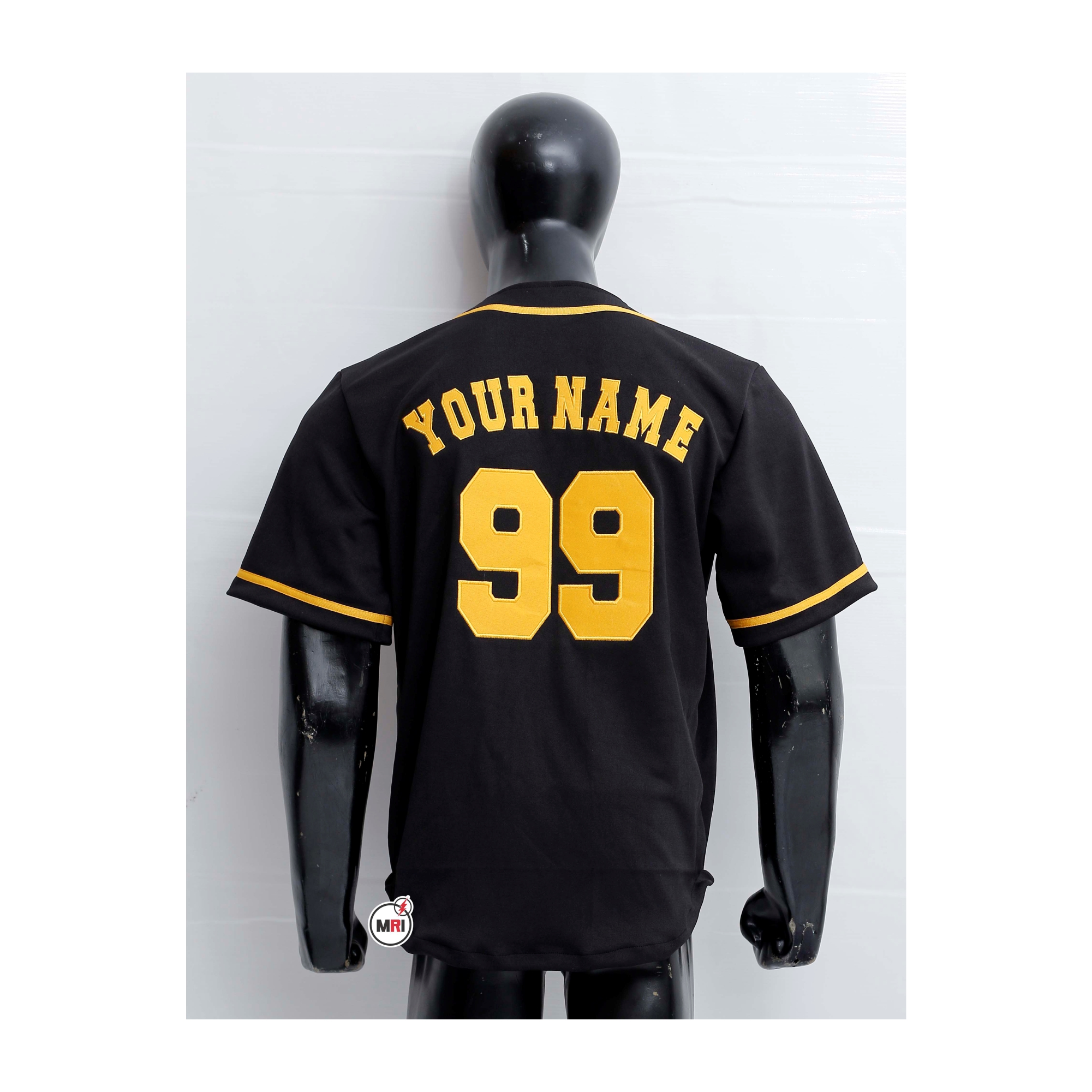 Black Polyester Embroidered BaseBall Jersey