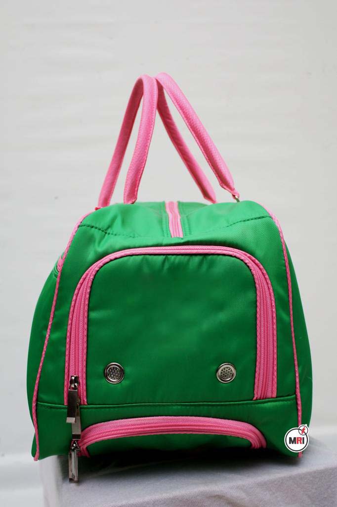 Green  Pink Polyester Trolley Bag