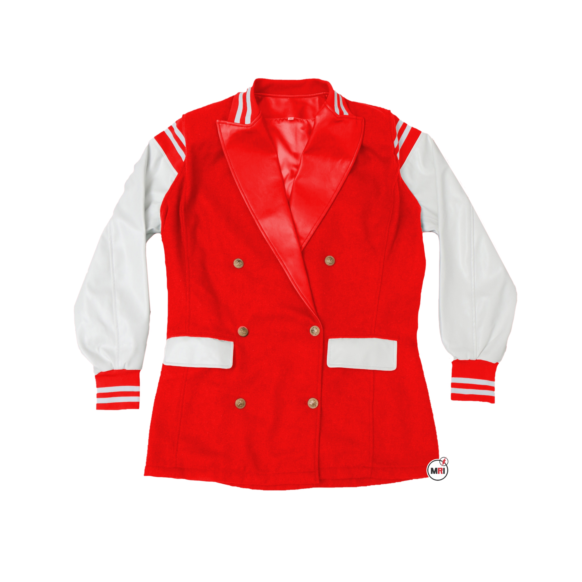 Wool Leather Red White Blazer