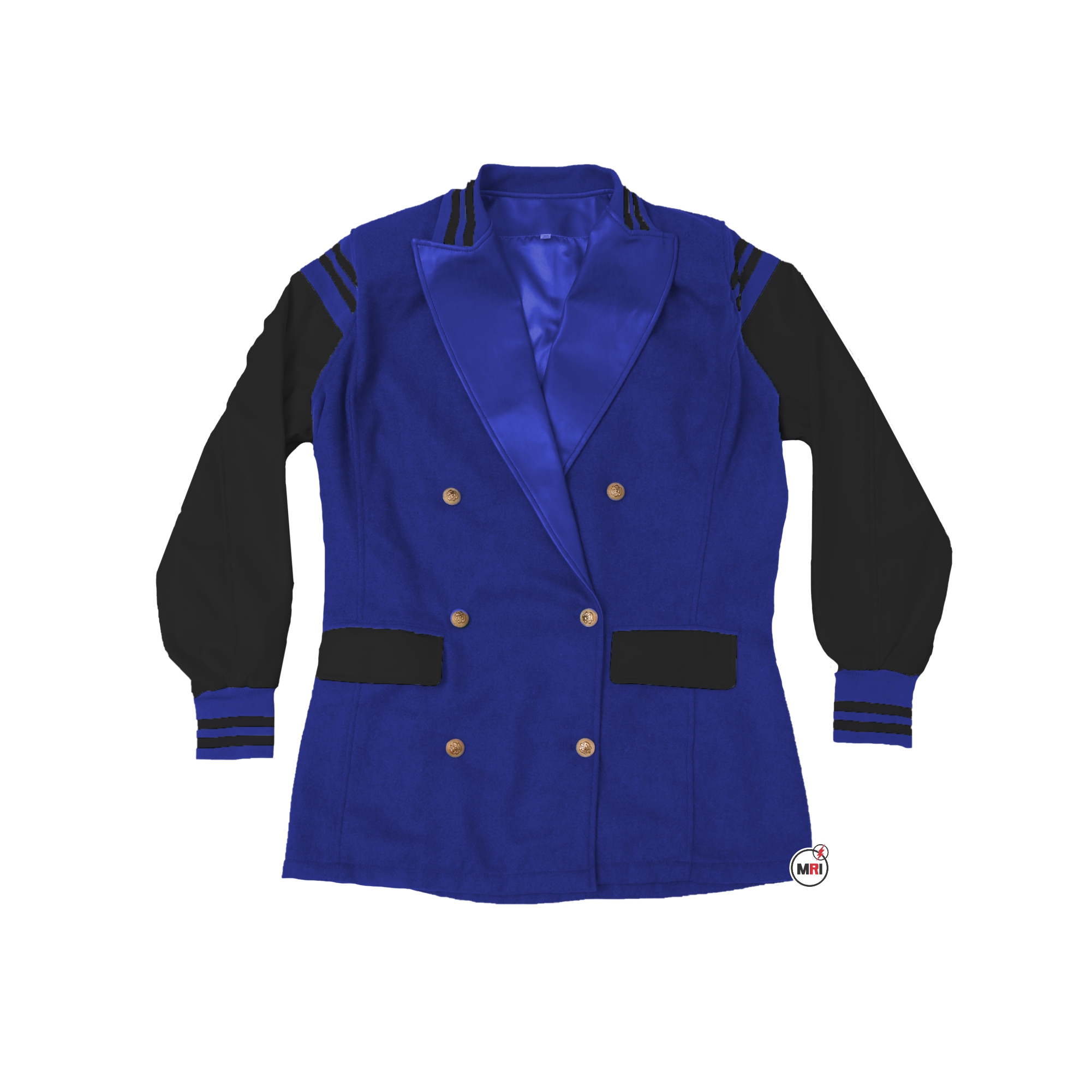 Wool Leather Black Blue Blazer