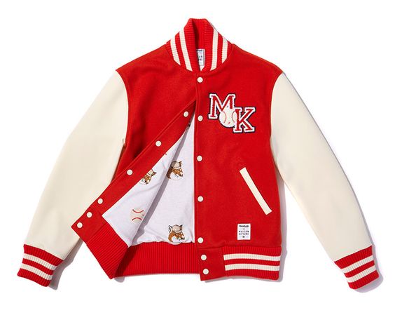 Red White Customized Varsity Jacket Wool Body Leather Sleeves Chenille Embroidery