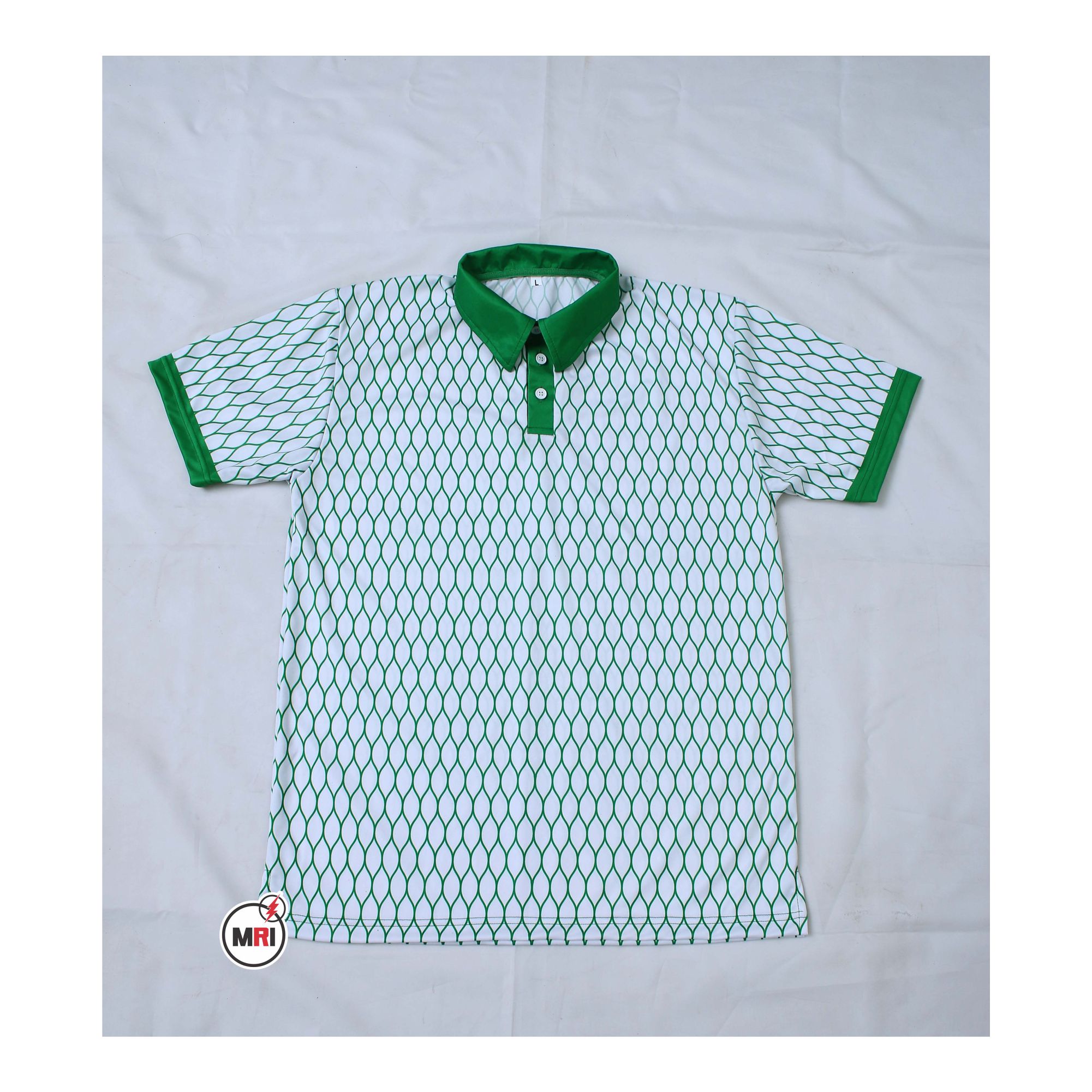 Sublimated Green White Polo Shirt