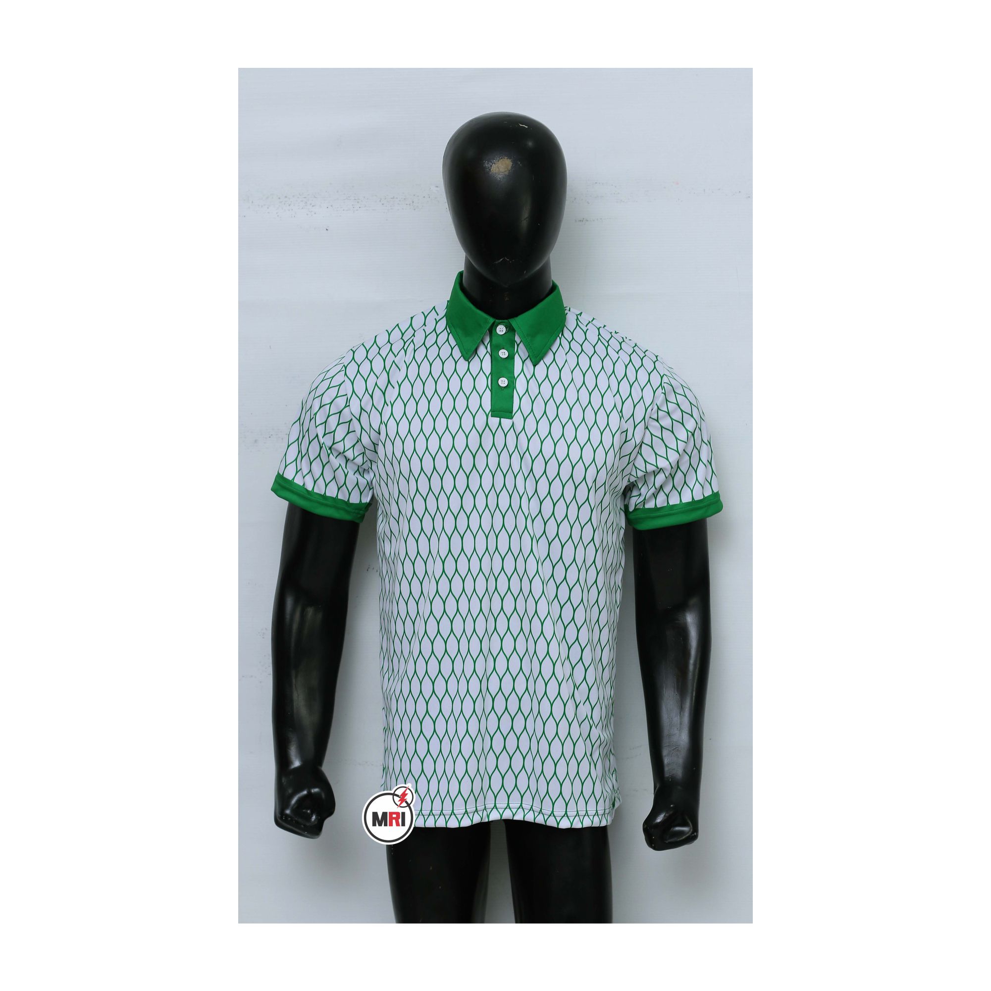 Sublimated Green White Polo Shirt