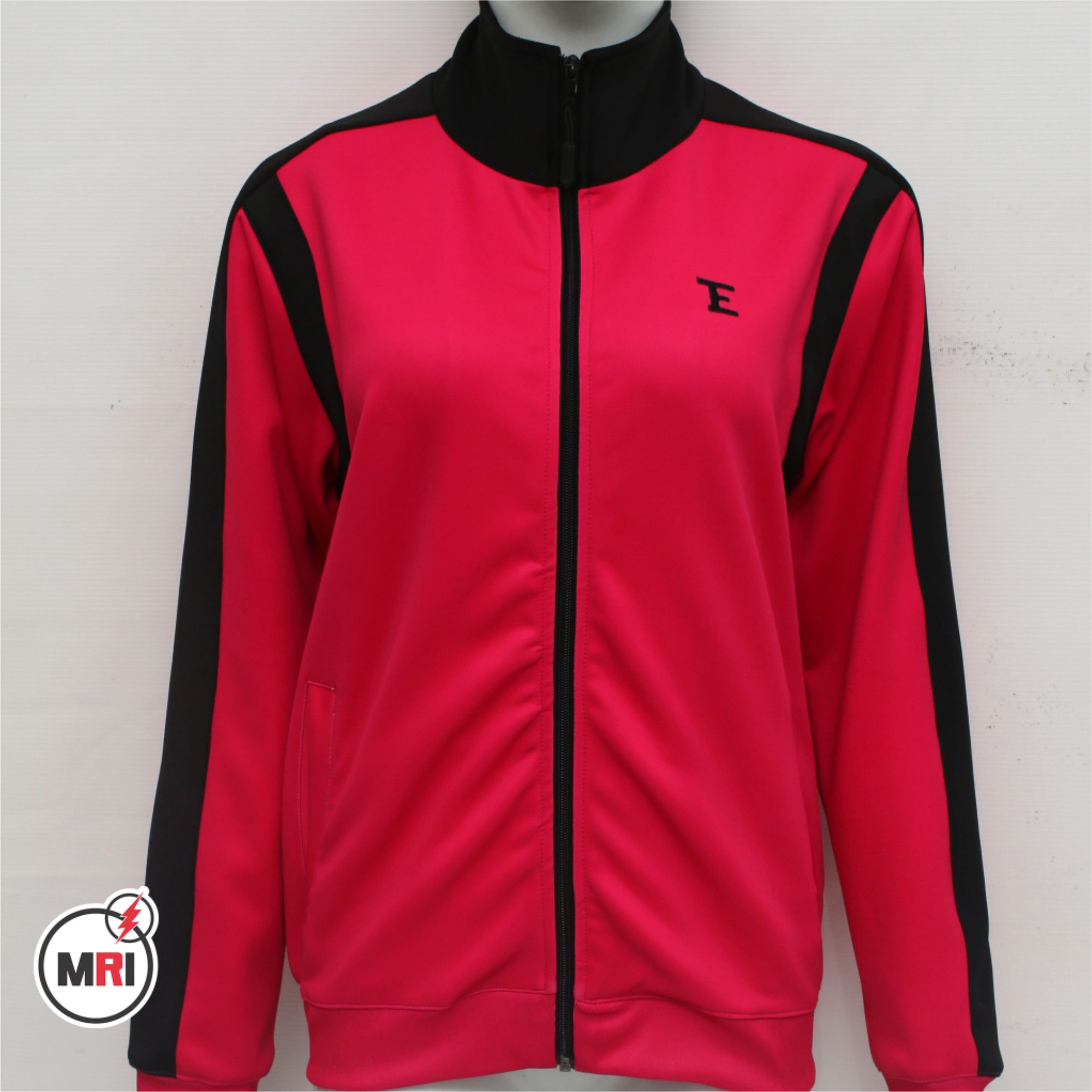 Dark Pink and Black Color Customized Embroidered Track Jacket