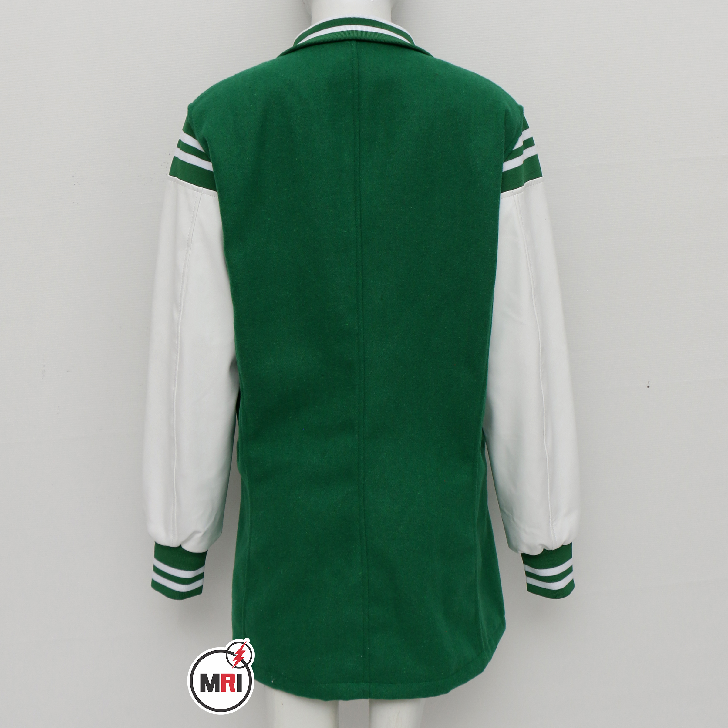 Green White Leather Wool Blazer