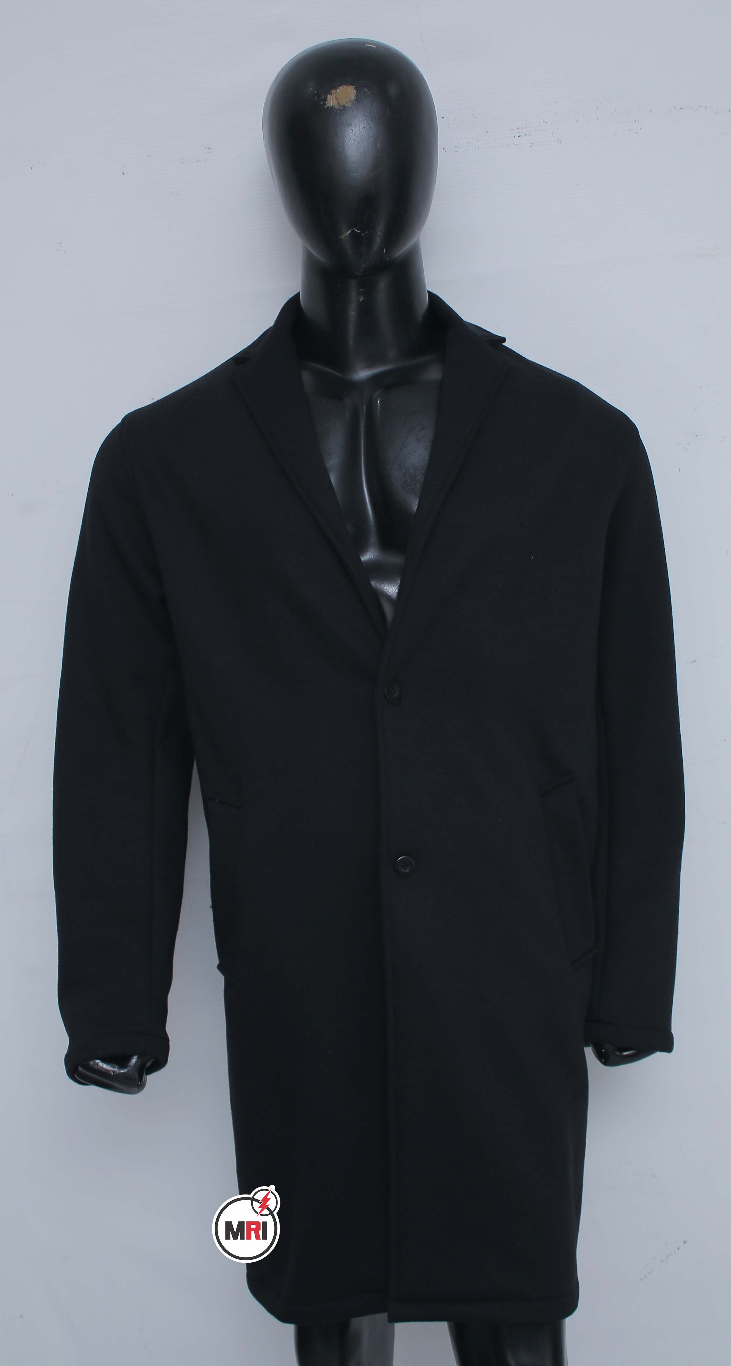 Black Cotton Fleece Long Coat