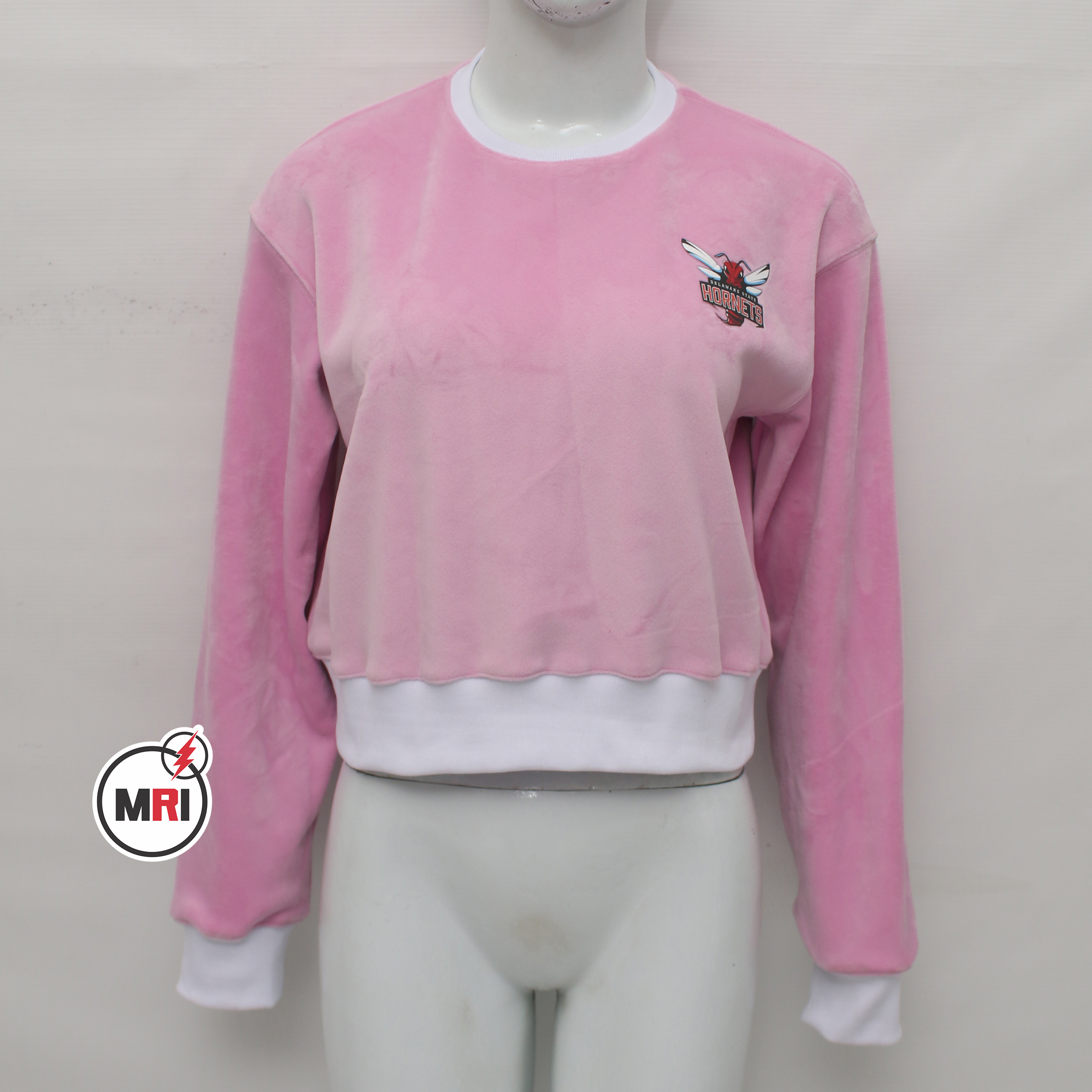 Pink Customized Crop Embroidered Sweatshirt