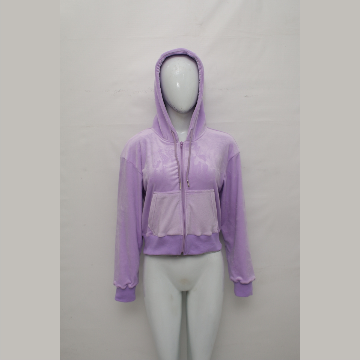 Purple Zipper up Style Customized Crop Hoodie