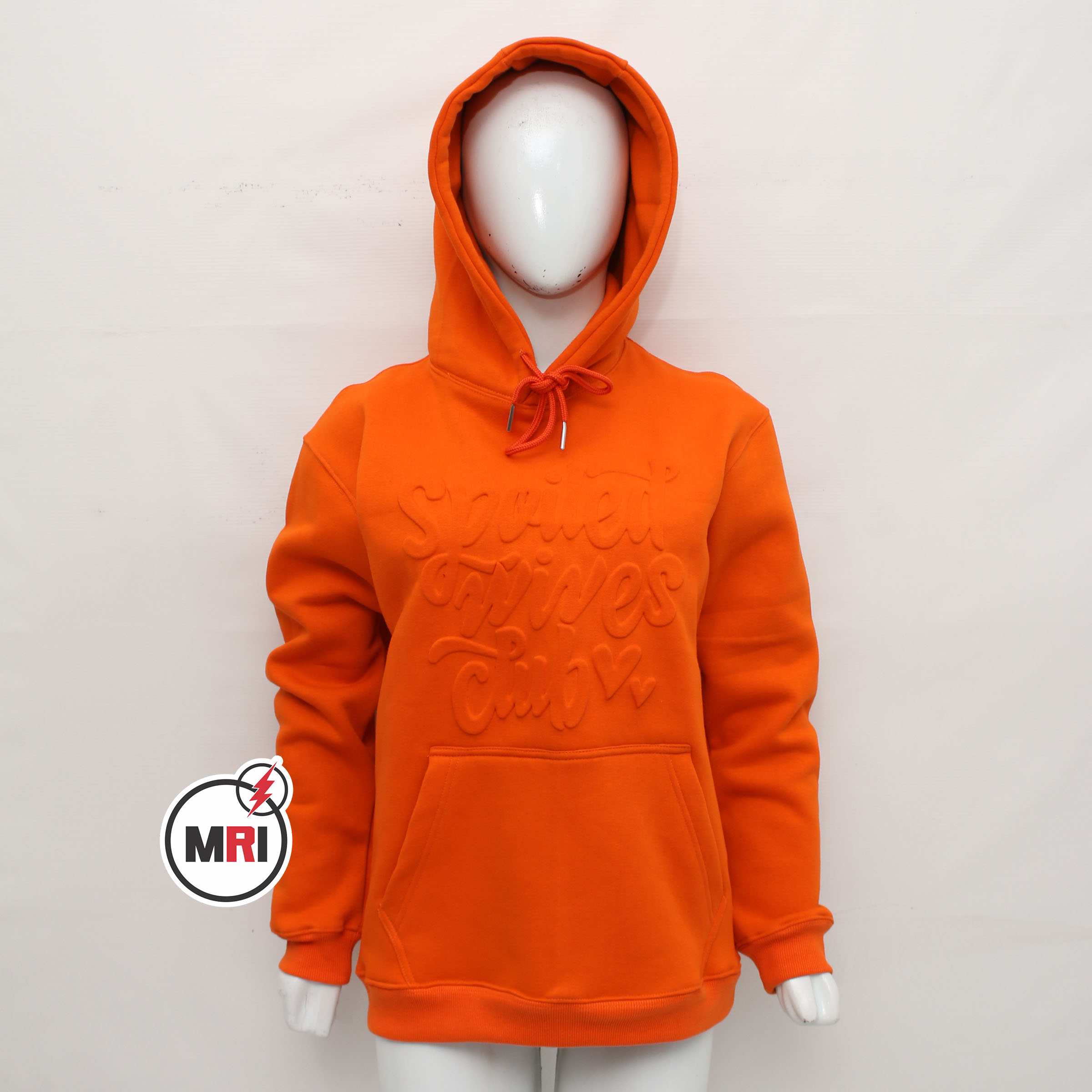 Orange Embossed Pullover Customized Hoodie