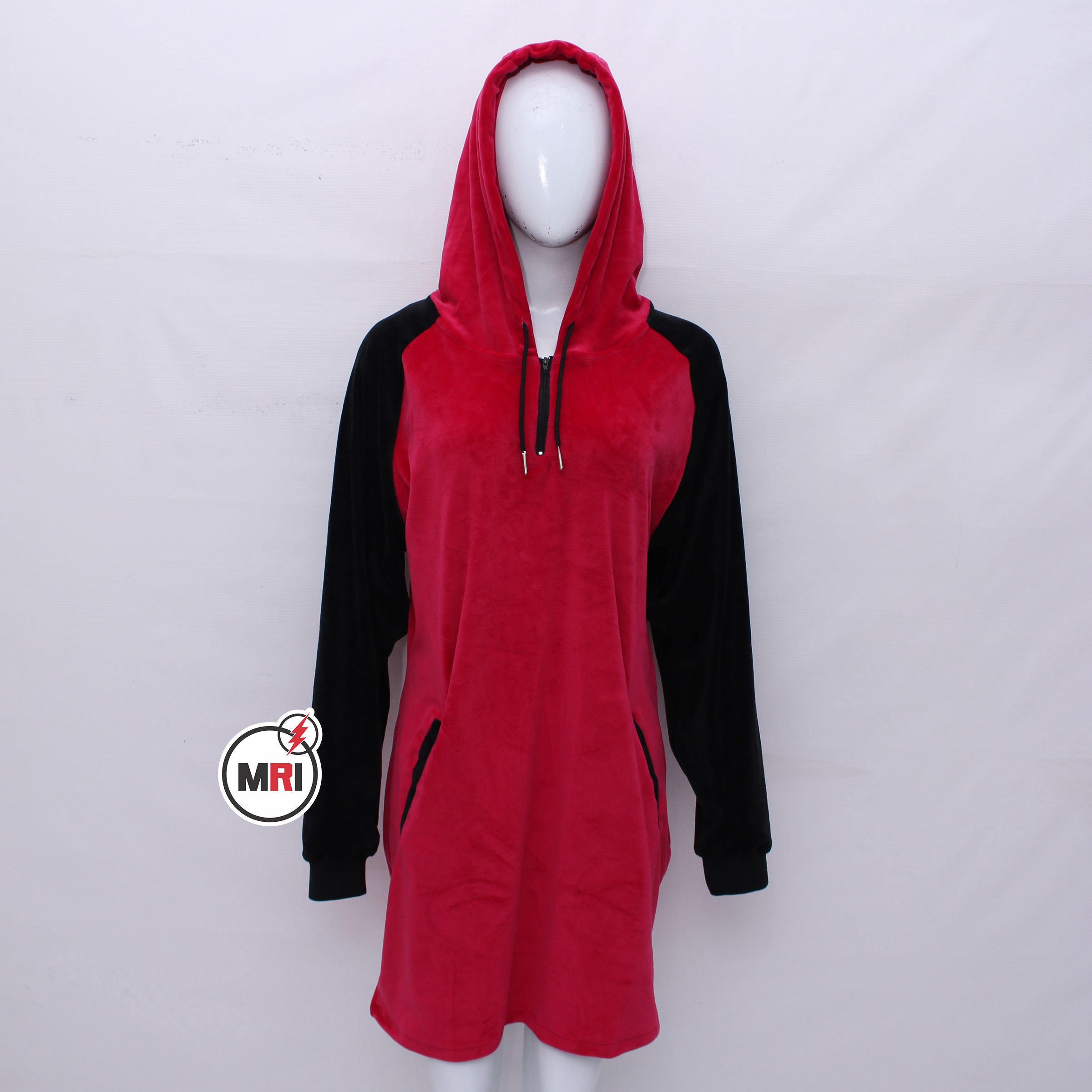 Red Black Long Pullover Custom Hoodie