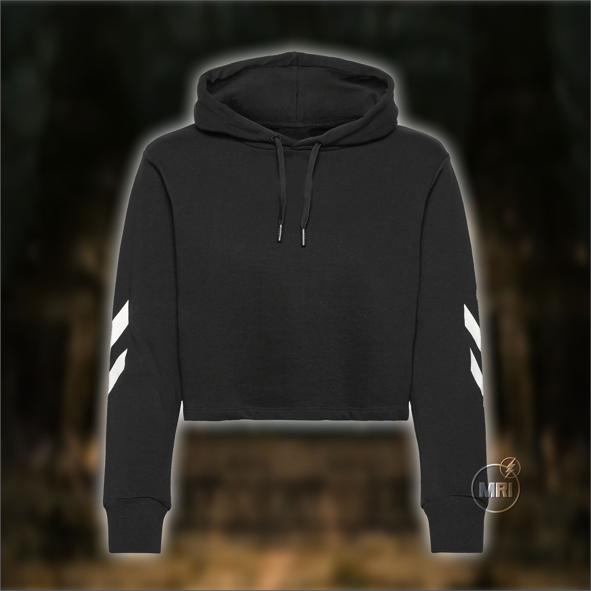 Branded Black Crop Hoodie