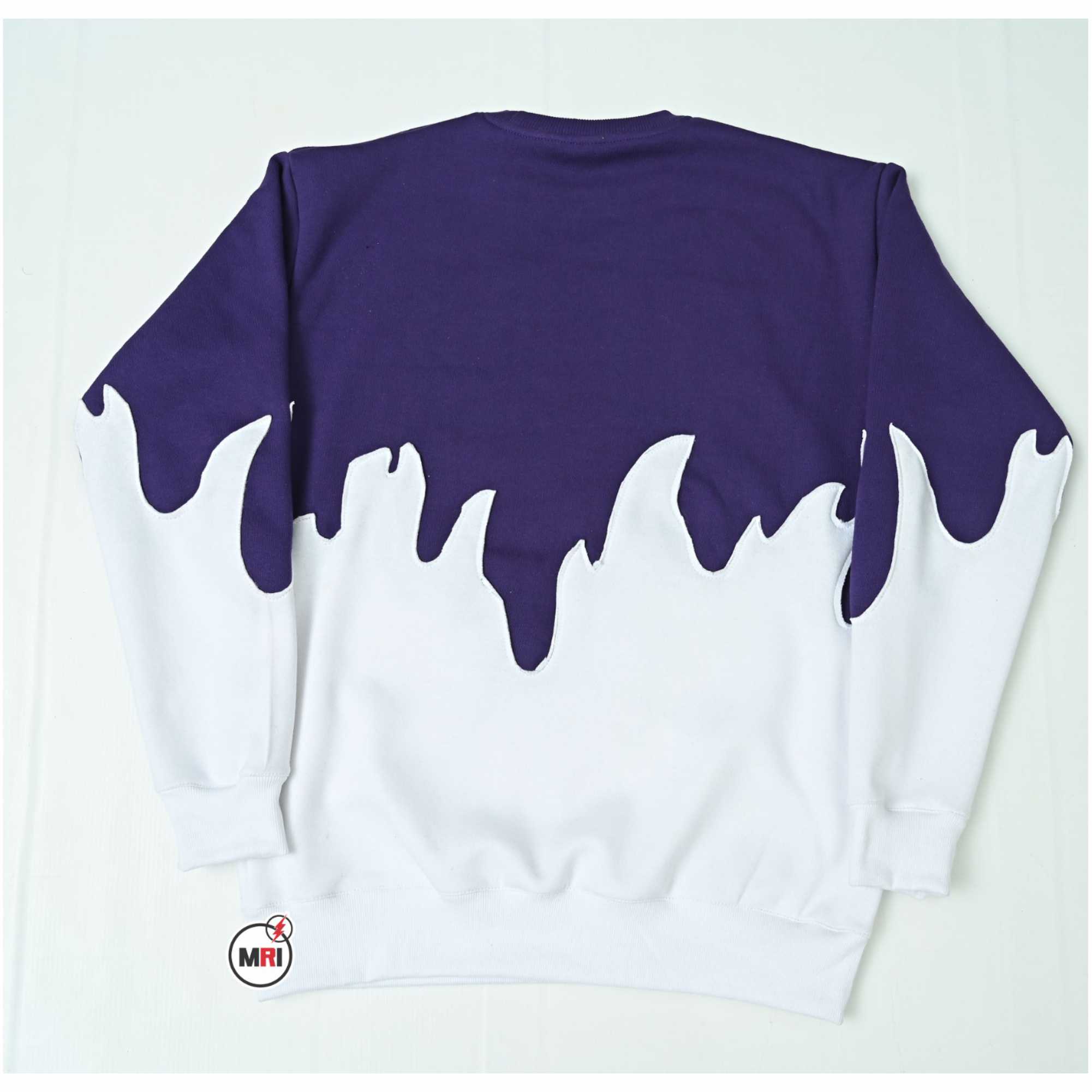 Unique Distress Embroidery 2 Tone Sweatshirt