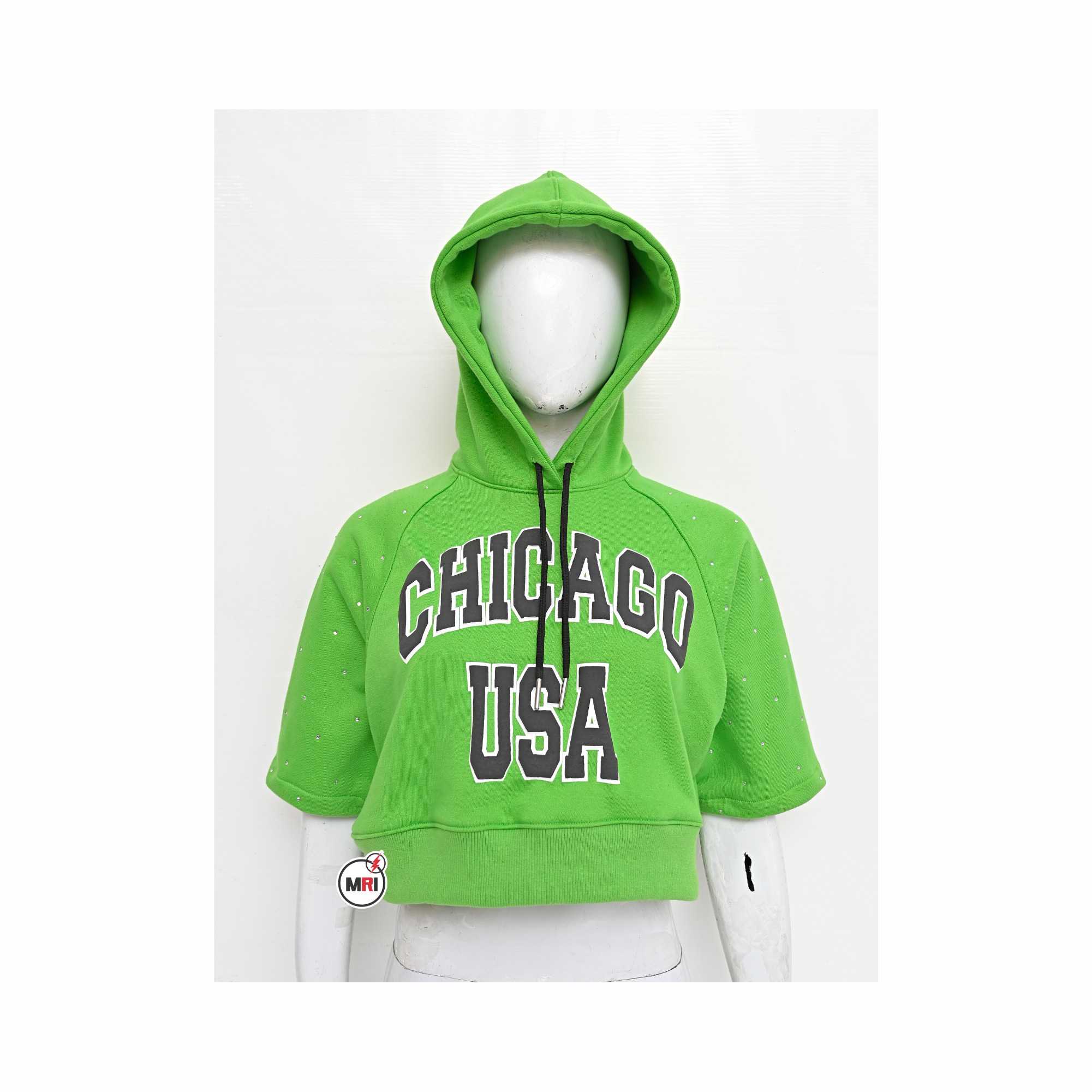 Unique Branded Sequin Crop Hoodie