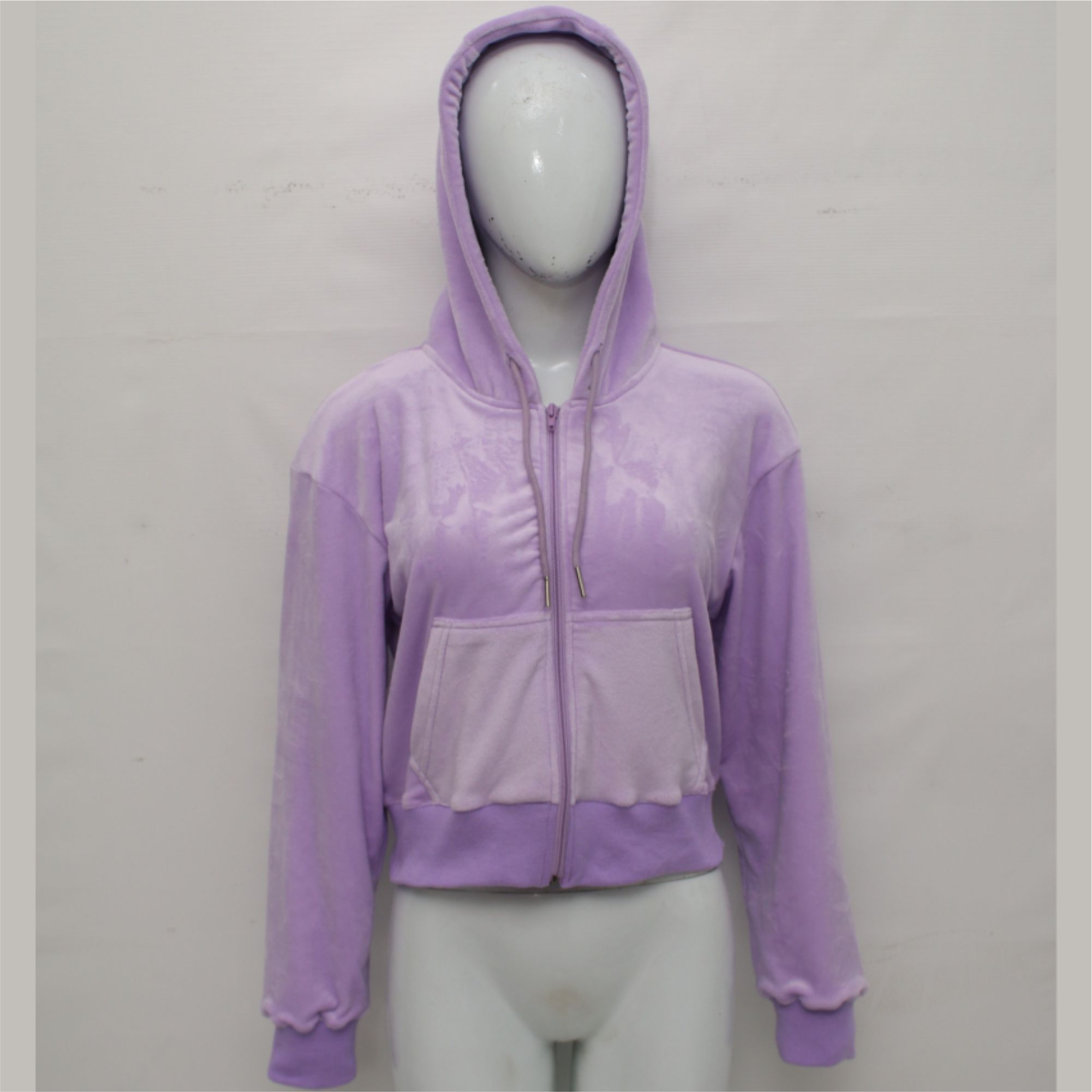 Purple Zipper up Style Customized Crop Hoodie