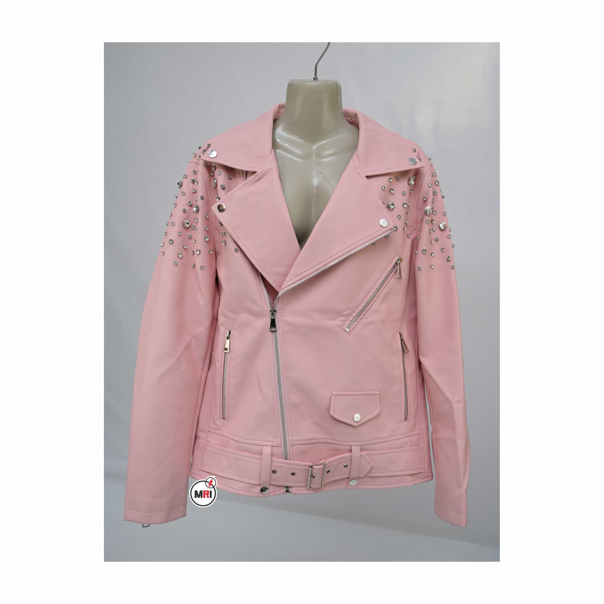 Unique Branded Pink D-Diamond PU Leather Jacket