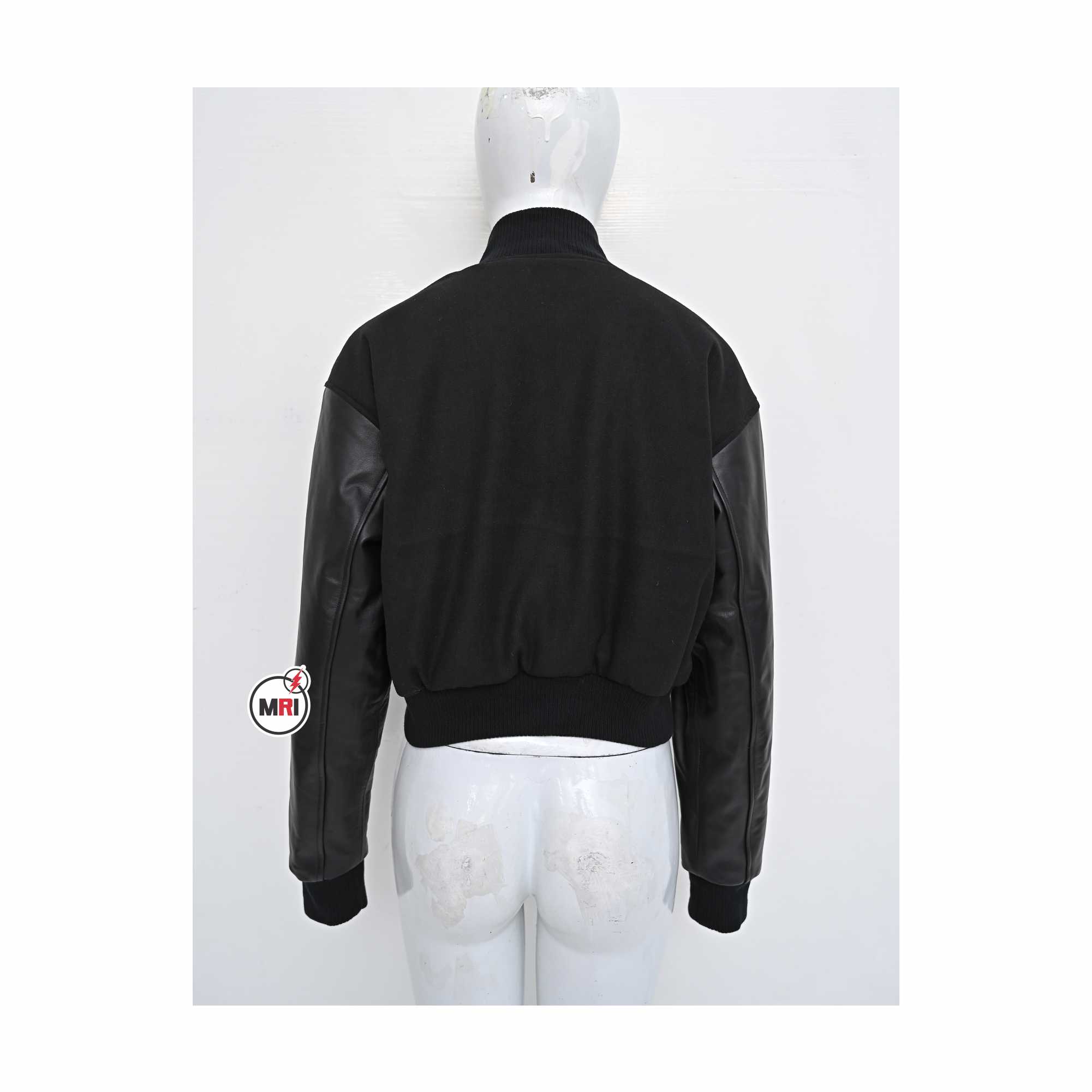 Custom Black Crop Varsity Jacket