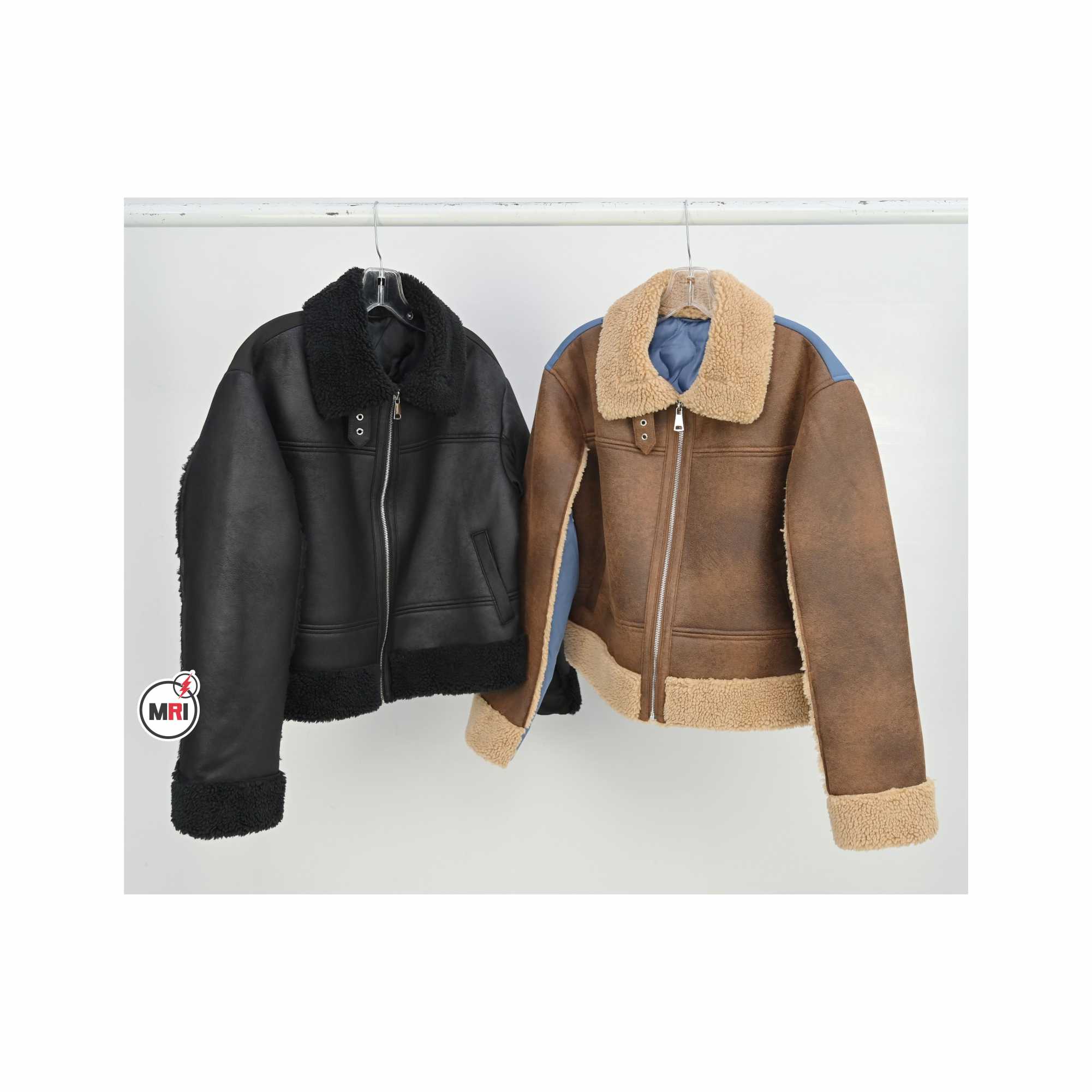 Black & Brown Pu Leather with Fur  Jacket