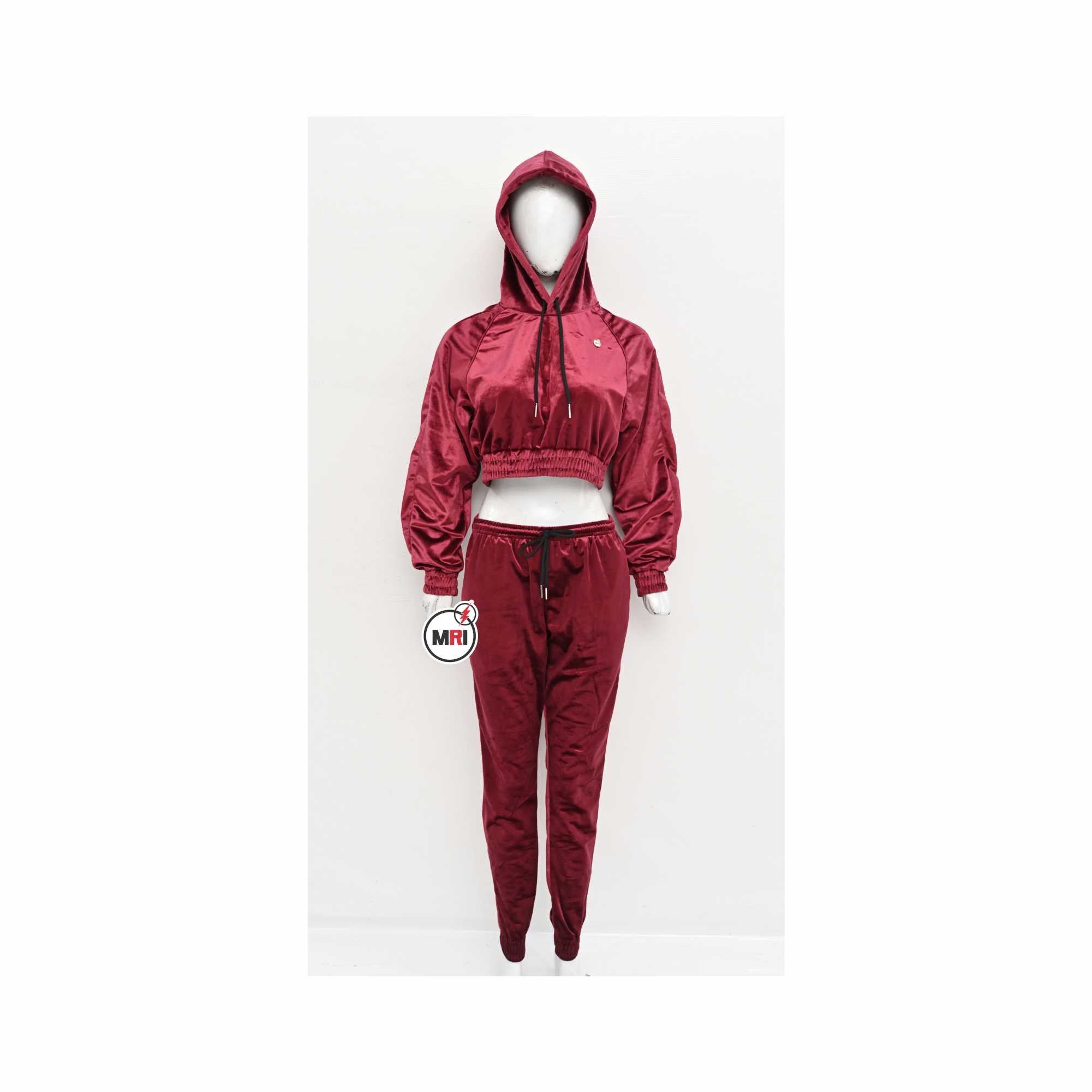 Velvet Crop Hoodie With Sweatpant