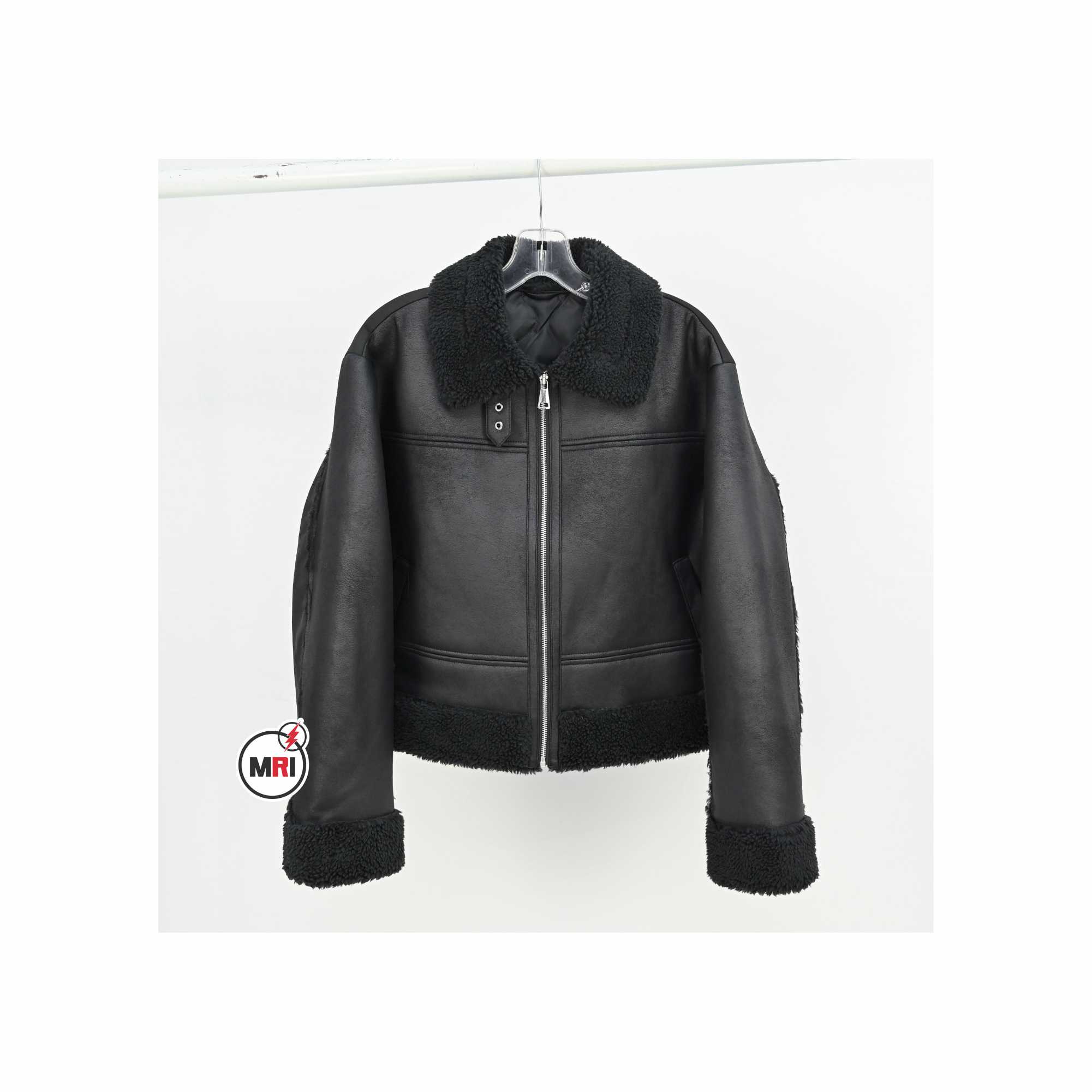 Black Pu Leather with Fur  Jacket