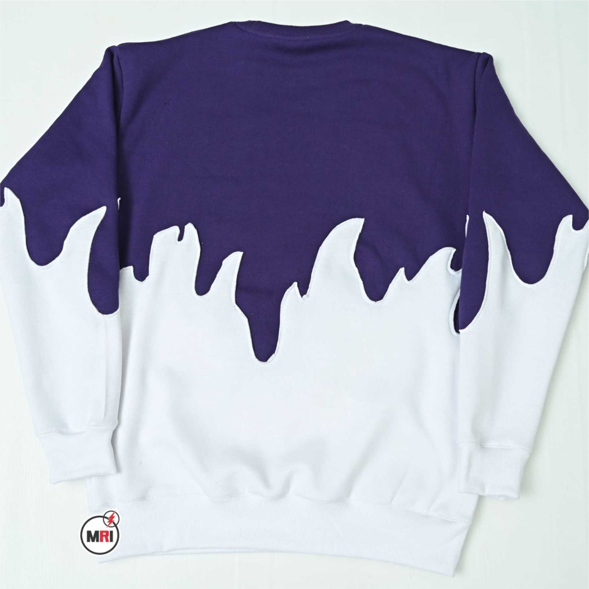 Unique Distress Embroidery 2 Tone Sweatshirt