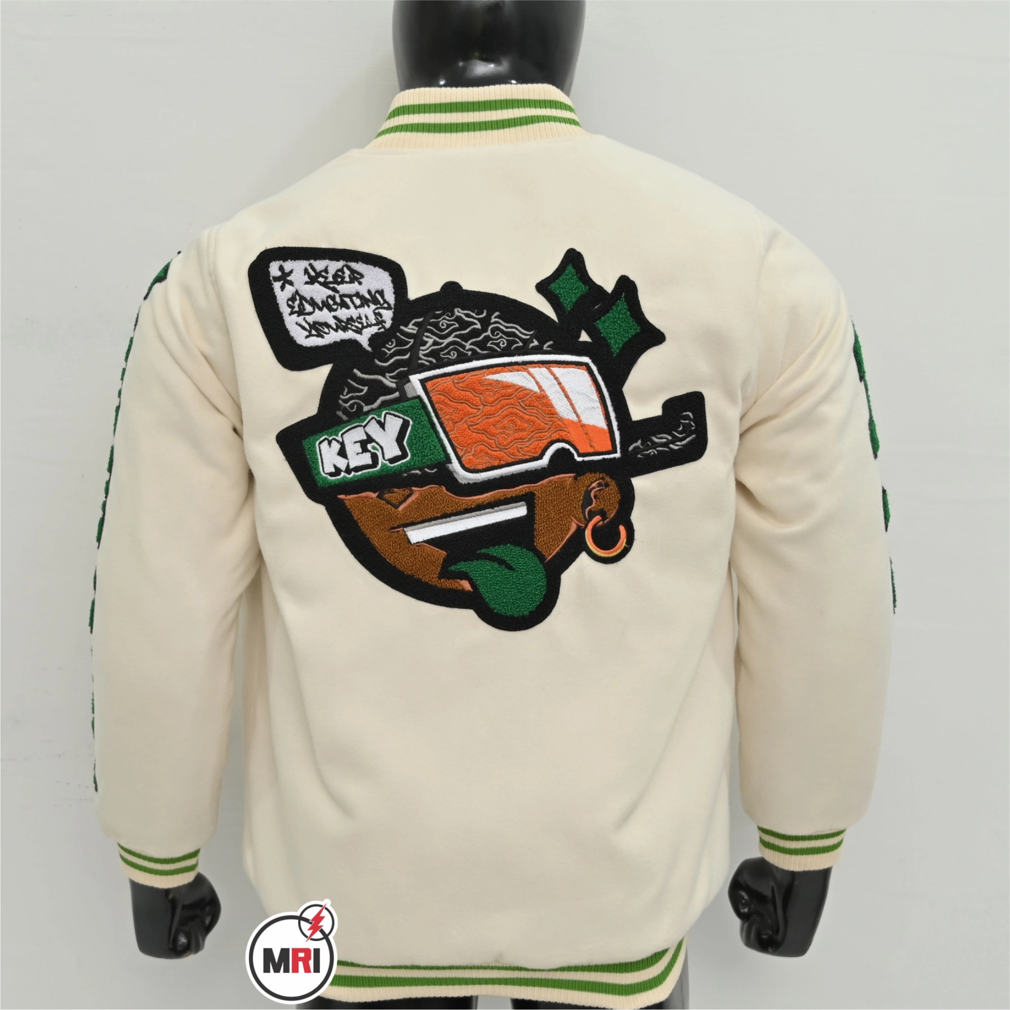 Customized Wool Body Wool Sleeves Chenille Embroidery Varsity Jacket