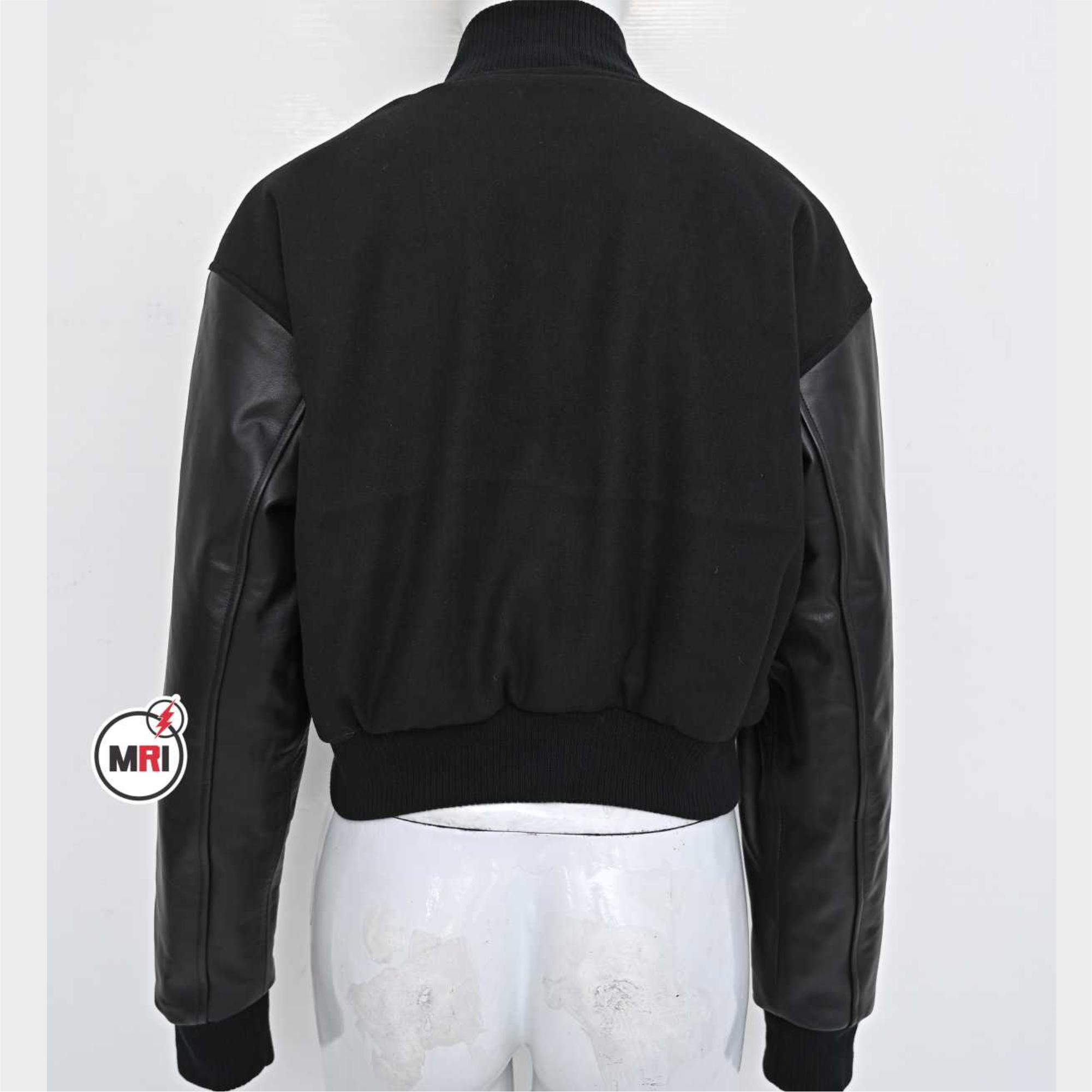 Custom Black Crop Varsity Jacket