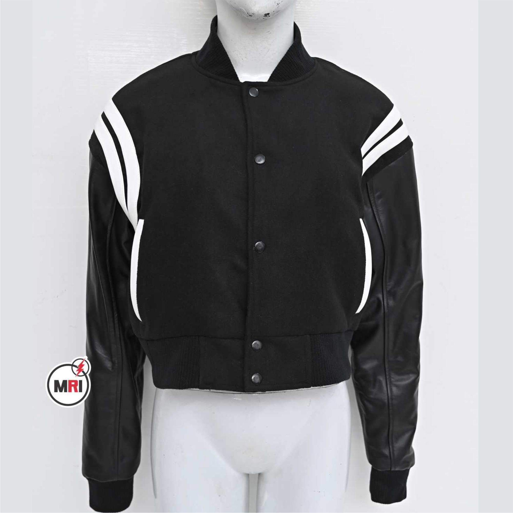 Custom Black Crop Varsity Jacket