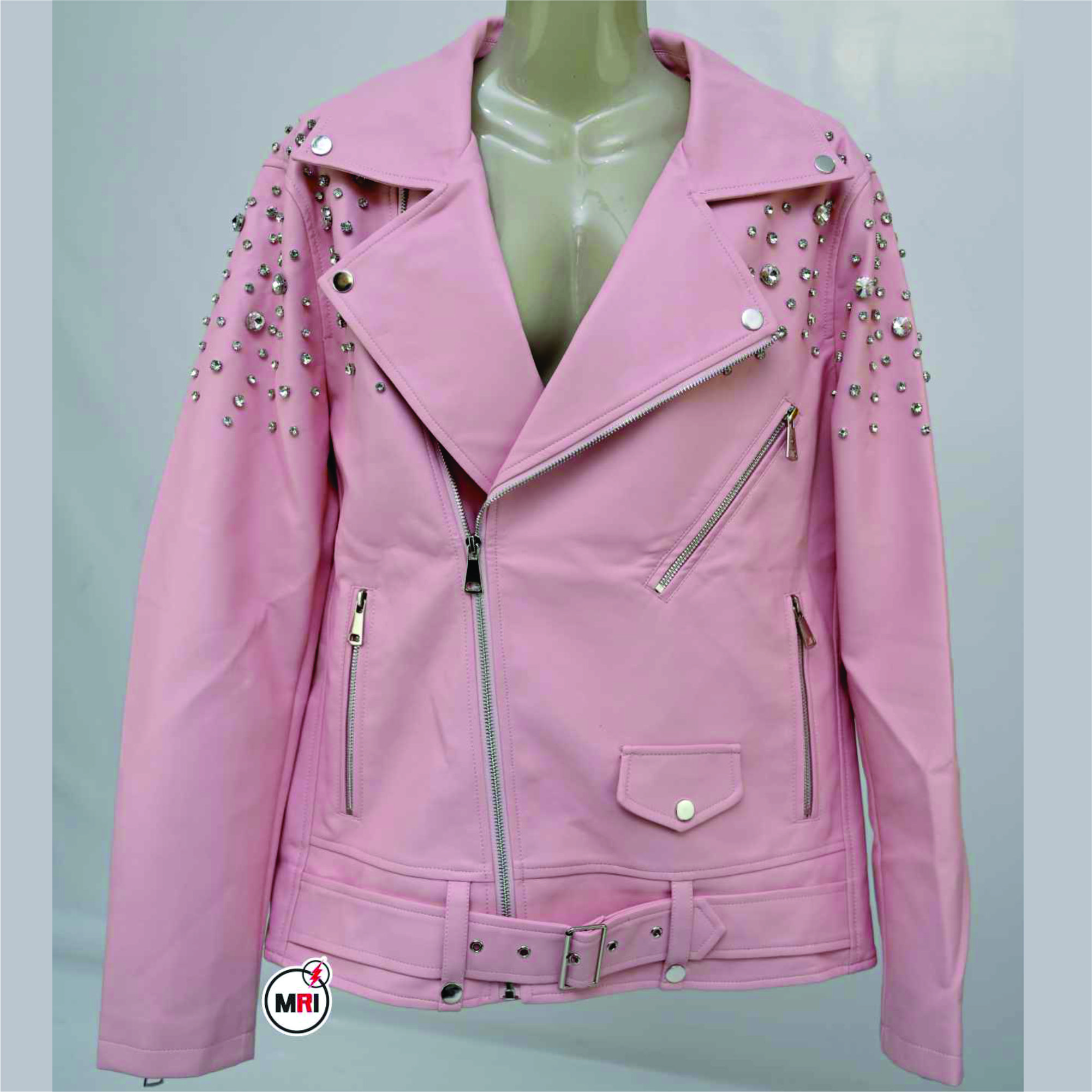 Unique Branded Pink D-Diamond PU Leather Jacket