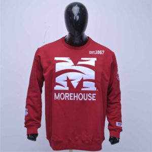 Customized red sweatshirt with applique embroidery logos