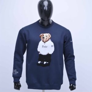 Premium Quality Custom Logo Manufacturers Blue Cotton Fleece With Front Chenille Embroidery Full Sleeves Sweatshirt For Mens