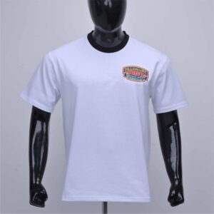 100% White Cotton Custom Logo Embroidery Short Sleeve O-Neck Men’s T-Shirt