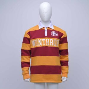 Premium Long-Sleeve Block Striped Varsity Rugby Polo