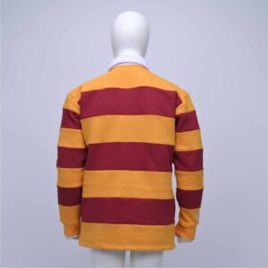 Premium Long-Sleeve Block Striped Varsity Rugby Polo