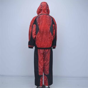 Luxury Sublimation Printed Velvet Tracksuit Featuring Red Galaxy Starfield Aesthetics