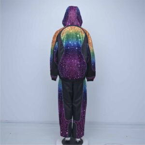 Luxury Full-Zip Sublimation Printed Velvet Tracksuit Featuring Multicolor Cosmic Nebula Panels