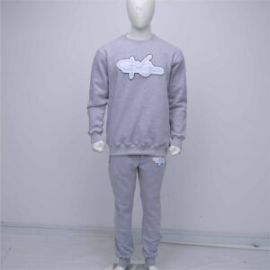 Premium Quality With Custom Logo Manufacturer Black With The Shirt Front On The Chenille Embroidery And Trouser Tracksuit Men