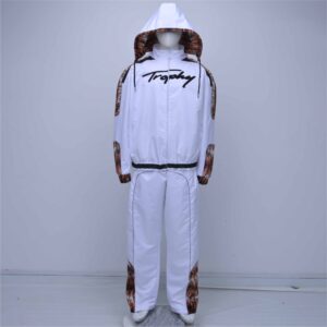 Customized windbreaker tracksuit  EMB LOGO with piping designing nylon material
