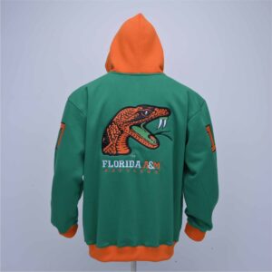 Reversible cotton fleece hoodie with embroidery logos