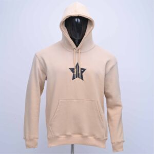 Custom Beige Heavyweight Fleece Pullover Hoodie With Star Logo