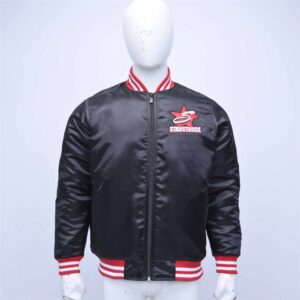 Custom Satin Bomber Varsity Jacket With Front Zip