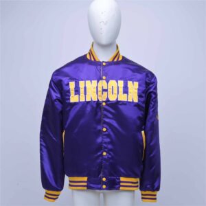 Customized satin jacket with applique embroidery