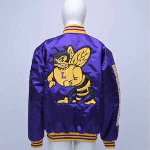 Customized satin jacket with applique embroidery