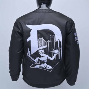 Custom Leather Bomber Jacket With Back Embroidery